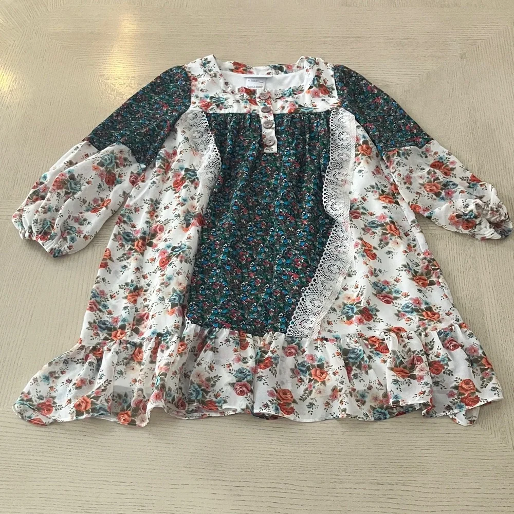 Bonnie Jean Floral Button Dress Size 6X